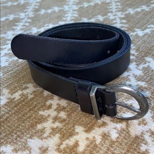 Urban Outfitters Black Leather Belt with Silver Buckle